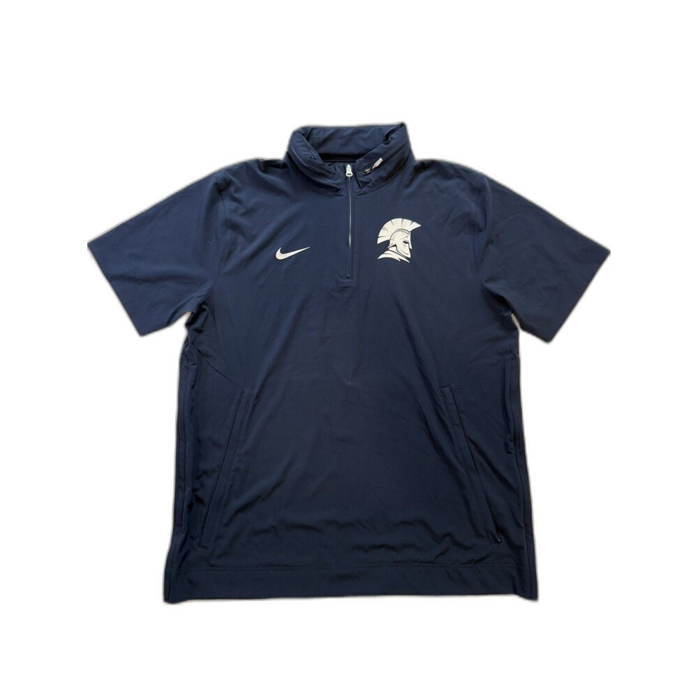 Nike Team Spartans Half Zip Hooded Short sleeve Jacket Navy Blue Men’s Large